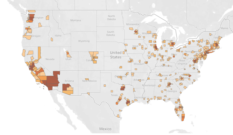 Map of AAPI population by county